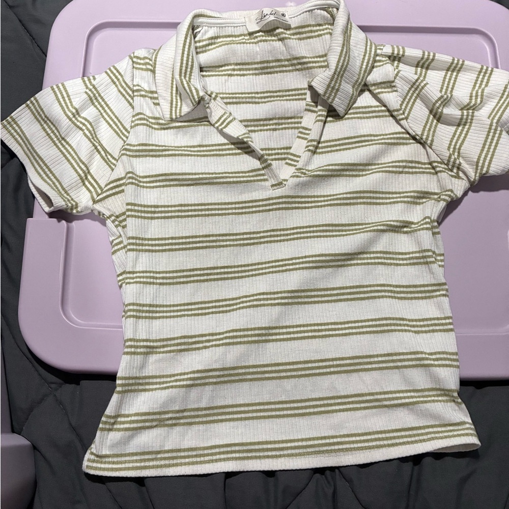 Polo Shirt with Olive Stripes